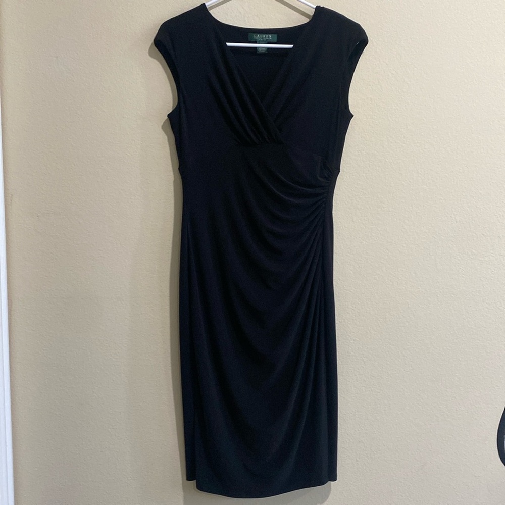 Black V-Neck Cinched Dress